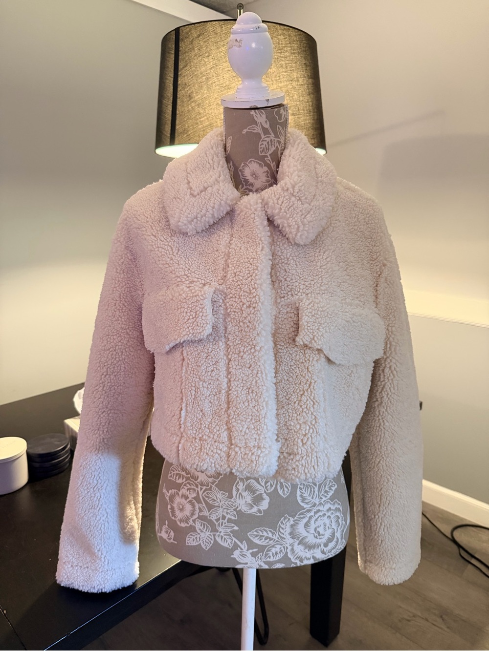 Zara cropped sherpa teddy jacket